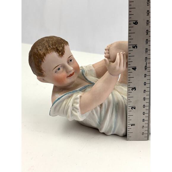 Antique German Bisque Piano Baby on Back Germany 7.5" Long - Picture 9 of 16